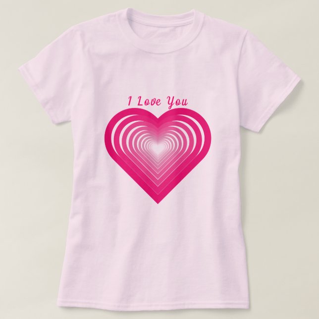 T-Shirt De Texto Personalizado - Eu Te Amo - Coraç (Frente do Design)
