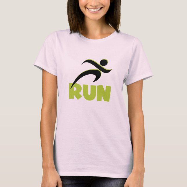 T-shirt de texto verde Primavera de RUN personaliz (Frente)