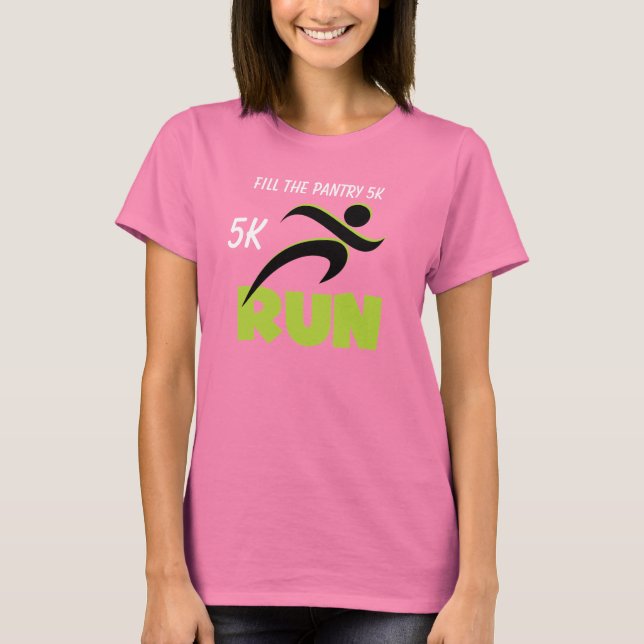 T-shirt de texto verde Primavera de RUN personaliz (Frente)
