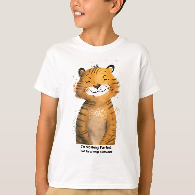 t-shirt de tigre para crianças personalizadas (Frente)