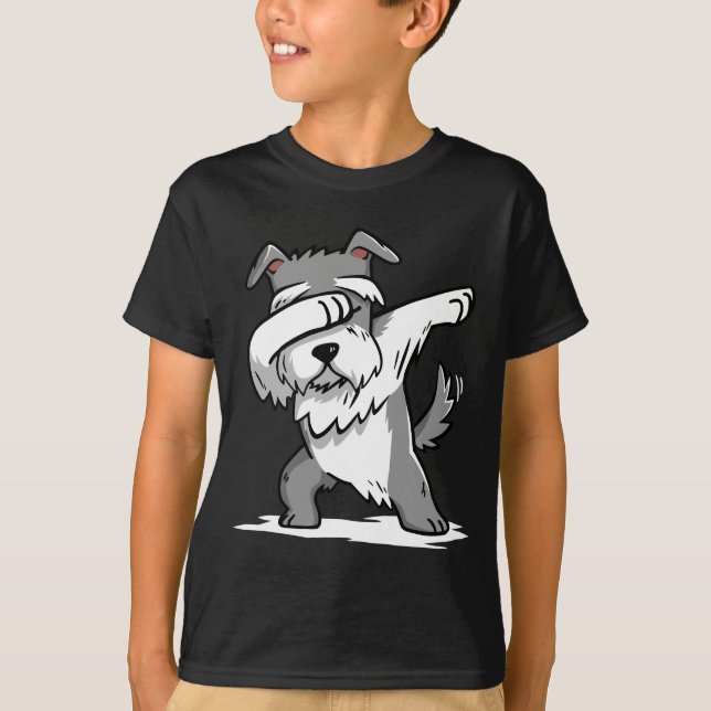 T-shirt de toque ligeiro engraçado do Schnauzer (Frente)