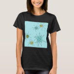 T-Shirt de Torre Azul de Ovo de Robin<br><div class="desc">Este padrão de T-Shirt Icônico Azul Icônico Ovo de Robin apresenta rajadas atômicas icônicas. Isso mesmo! A antiga escola, o fundo azul de ovo de robin com manchas de ouro é o pano de fundo perfeito para a vibrante turquesa, o aipo de salmoura e os círculos verde cor de pera...</div>