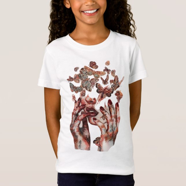 T-Shirt de Transformação de Borboletas para Crianç (Frente)