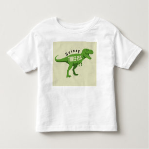 T-shirt de três anos rex com qualquer nome