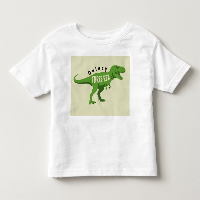 T-shirt de três anos rex com qualquer nome (Frente)