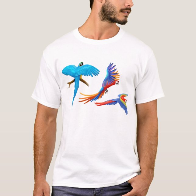 T-shirt de três Macaws (Frente)