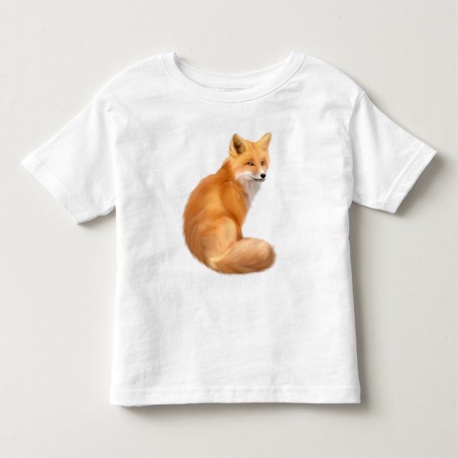 T-shirt de um miúdo fofo com uma raposa vermelha f (Frente)