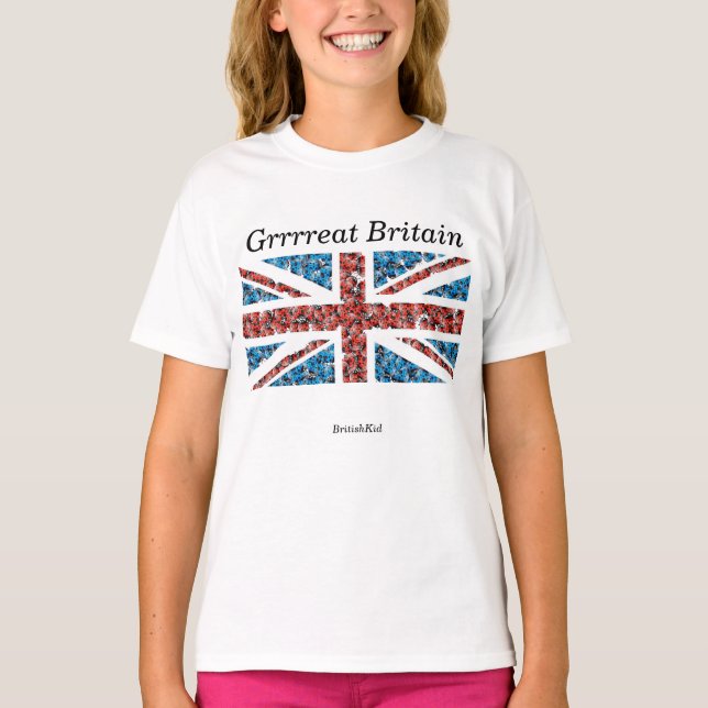 T-shirt de Union Jack da menina (Frente)