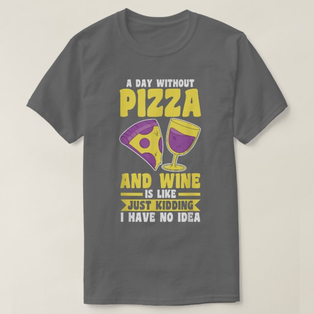 T-Shirt de Vinho e Pizza (Frente do Design)