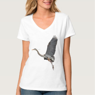 T-shirt de voo dos animais selvagens da garça-rea