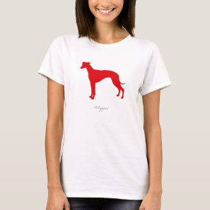 T-shirt de Whippet (silhueta vermelha)