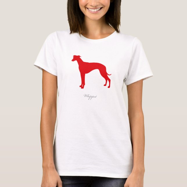T-shirt de Whippet (silhueta vermelha) (Frente)