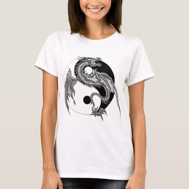 T-shirt de Yin Yang do dragão (Frente)