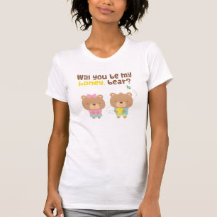 T-shirt Declaração de Amor com Piada Fofa Seja Meu Ursinho