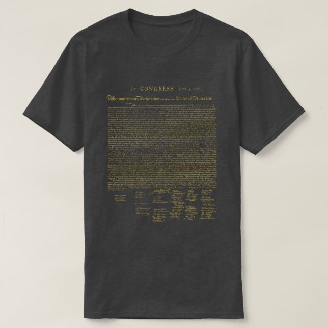 T-shirt Declaração de independência Dourada (Frente do Design)