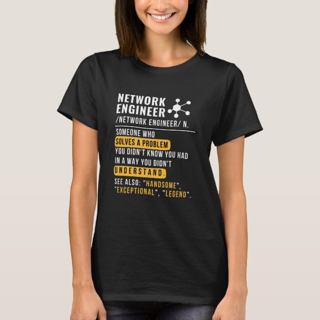 T-Shirt Definição de Engenheiro de Rede (Frente)