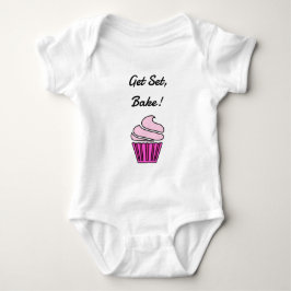 T-shirt Definir cupcake rosa do assar