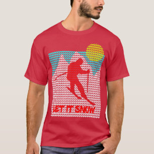 T-shirt Deixem-na Neve Skii Feia Doce Padrão Xmas Gráfic