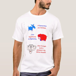 T-shirt Democratas são asnos, republicanos são elefantes,