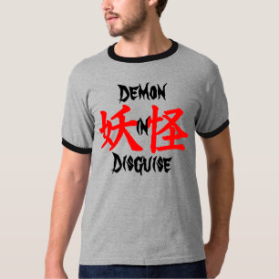 T-shirt Demónio no Kanji de Yokai do disfarce