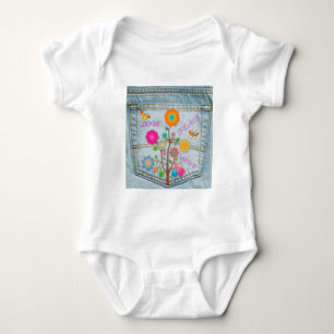 T-shirt Denim Back Pocket Flores Paz Esperança