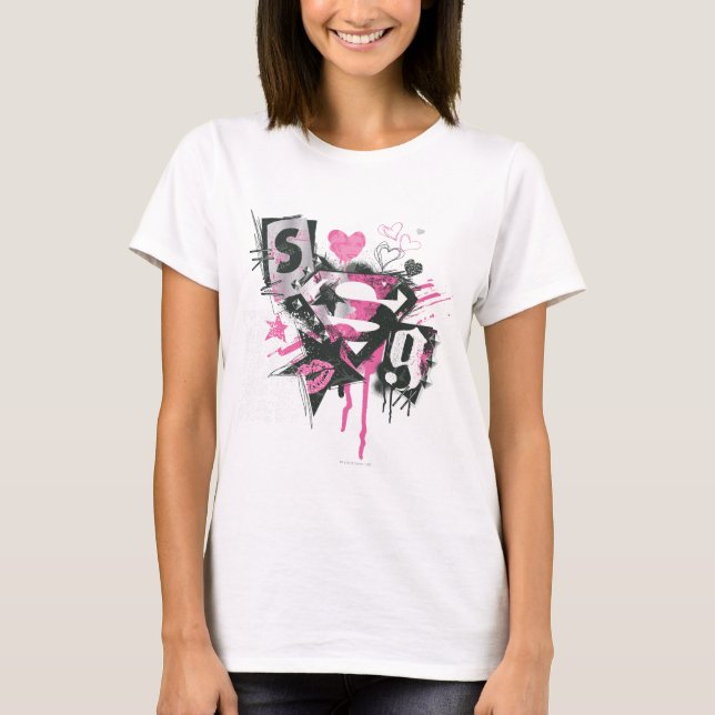 T-shirt Derramares de Supergirl e Colagem de Scribbles (Frente)