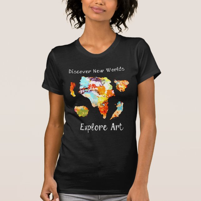 T-shirt Descubra mundos novos - explore a arte (Frente)