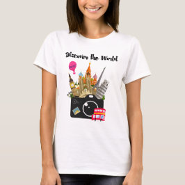 T-shirt Descubra o Viagem mundial europeu de marcas territ