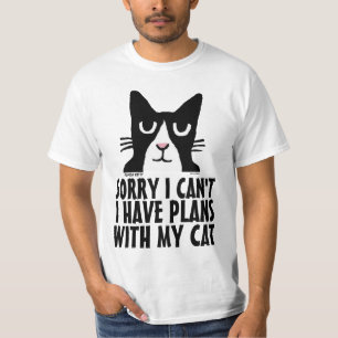 T-shirt DESCULPE, NÃO POSSO TER PLANOS COM MEU GATO, T-shi