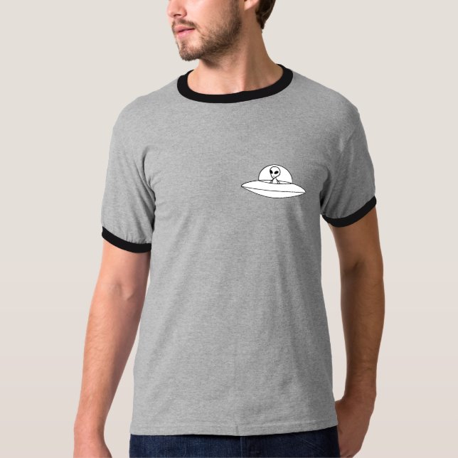 T-shirt desenho alien cinzento e preto (Frente)