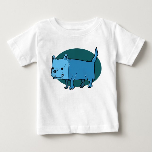 T-shirt desenho animado de cão retangular (Frente)