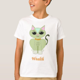 T-shirt Desenho animado de gato fofo verde