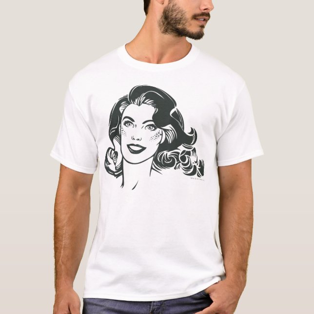 T-shirt Desenho branco e preto da supermenina 2 (Frente)