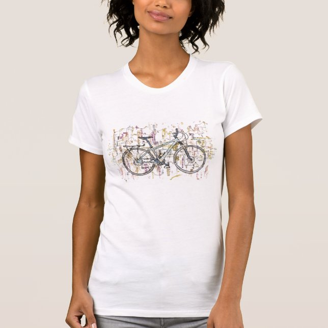 T-shirt Desenho colorido da bicicleta (Frente)