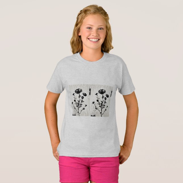 T-shirt Desenho de Arte Flor Medieval (Frente Completa)
