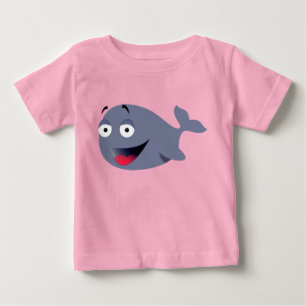 T-shirt Desenho de Cartoon de Baleia Engraçado