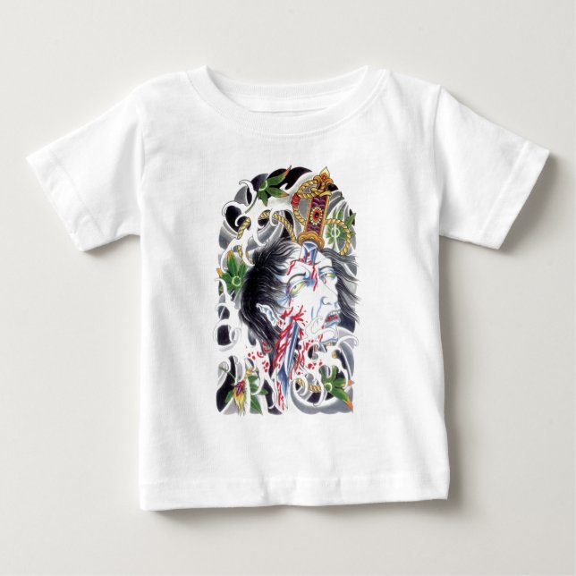 T-shirt Desenho de Espada Grotesca Japonesa (Frente)