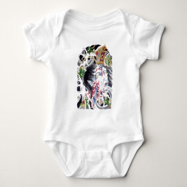 T-shirt Desenho de Espada Grotesca Japonesa (Frente)