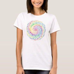 T-shirt Desenho de Padrão de Mandala Arco-íris