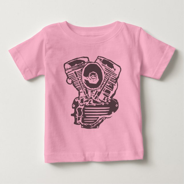 T-shirt Desenho do motor de Harley Panhead (Frente)