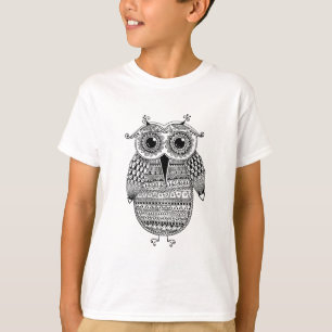 T-shirt Desenho étnico da tinta da coruja
