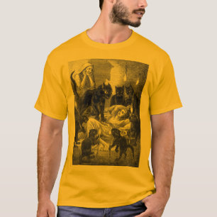 T-shirt Desenho retro do partido do gato preto