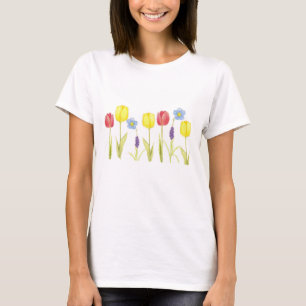 T-shirt Desenho vermelho do jardim do primavera das flores