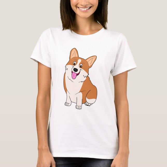 T-shirt Desenhos animados carnudos do Corgi de Galês (Frente)