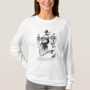 T-shirt Desenhos animados de uma senhora em um Velocipede,