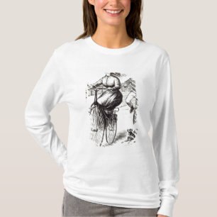 T-shirt Desenhos animados de uma senhora em um Velocipede,