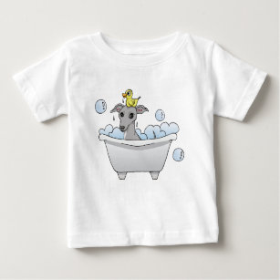 T-shirt Desenhos animados do cão do galgo, tempo do banho
