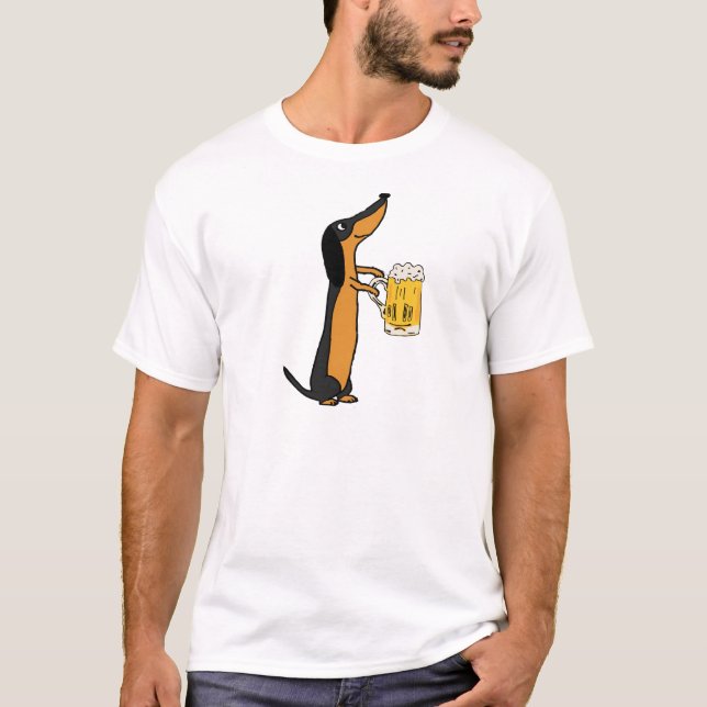 T-shirt Desenhos animados engraçados da cerveja do bebendo (Frente)