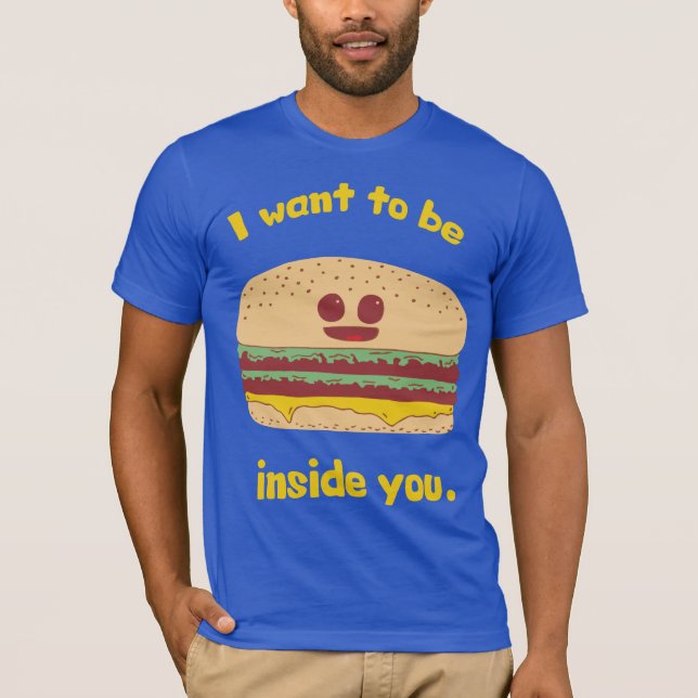 T-shirt Desenhos animados engraçados do Hamburger - eu (Frente)