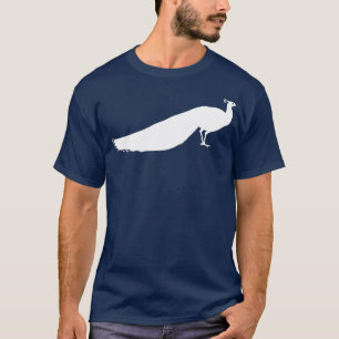 T-shirt Design branco do pássaro do pavão